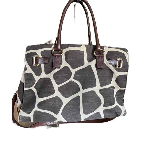 Michael Kors Giraffe Print Hamilton Bag Printed Canvas Leather Trim - Picture 4 of 15